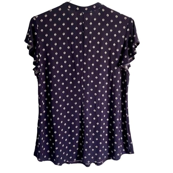 Ava & Grace Short Sleeve Blue White Top with Quarter Zipper Women's Medium - Picture 7 of 9